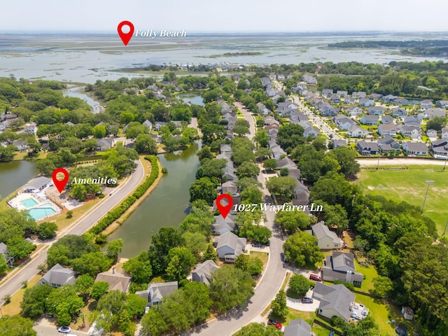 1027 Wayfarer Ln, Charleston, SC 29412 - aerial perspective of suburban area with a large body of water