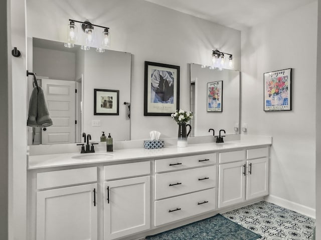 bathroom featuring vanity and tile patterned flooring