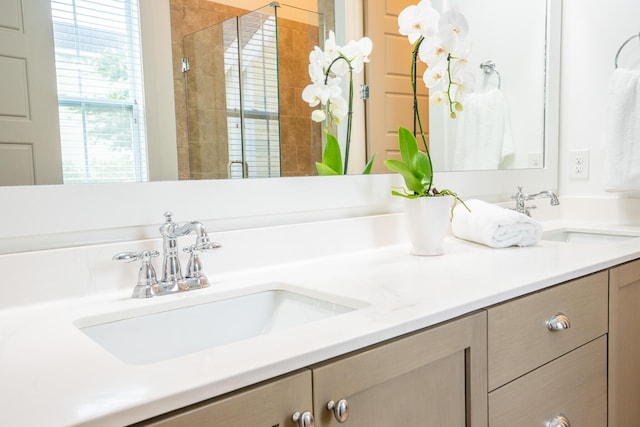 3707 Gambrill Ln, Mount Pleasant, SC 29466 - bathroom featuring double vanity and a stall shower