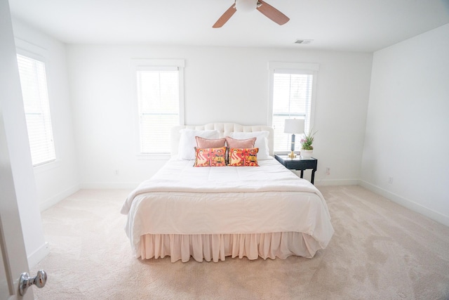 3707 Gambrill Ln, Mount Pleasant, SC 29466 - bedroom featuring light carpet, baseboards, and a ceiling fan