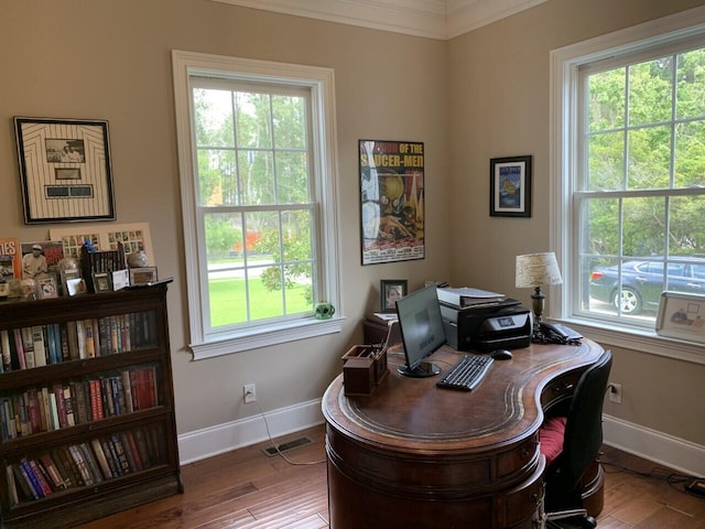 office area featuring baseboards and a wealth of natural light