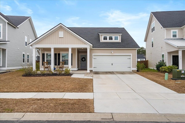 view of front facade with central AC unit and covered porch