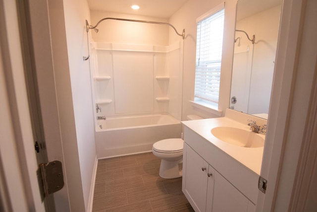 217 Pink Azalea St, Summerville, SC 29485 - bathroom featuring washtub / shower combination, baseboards, toilet, recessed lighting, and vanity