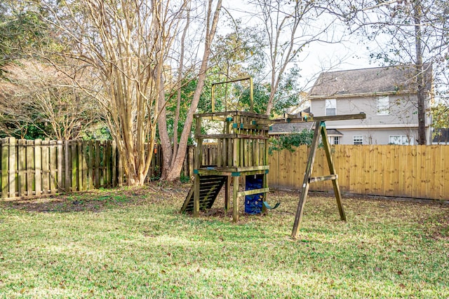 view of yard with a playground