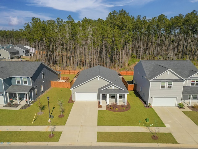 drone / aerial view with a residential view