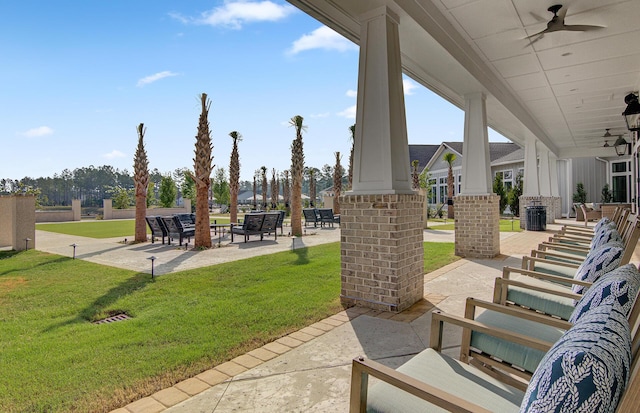 view of patio / terrace featuring ceiling fan