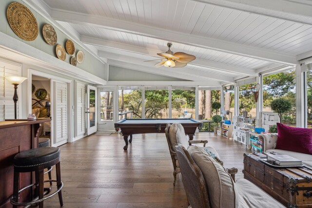 630 Cain Dr, Mount Pleasant, SC 29464 - sunroom featuring billiards table, healthy amount of natural light, french doors, and wood-type flooring
