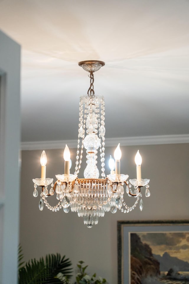630 Cain Dr, Mount Pleasant, SC 29464 - detailed view of crown molding and a chandelier
