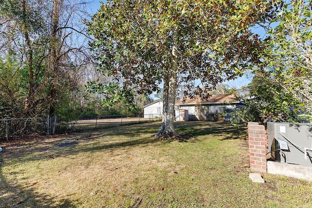 view of yard featuring a fenced backyard