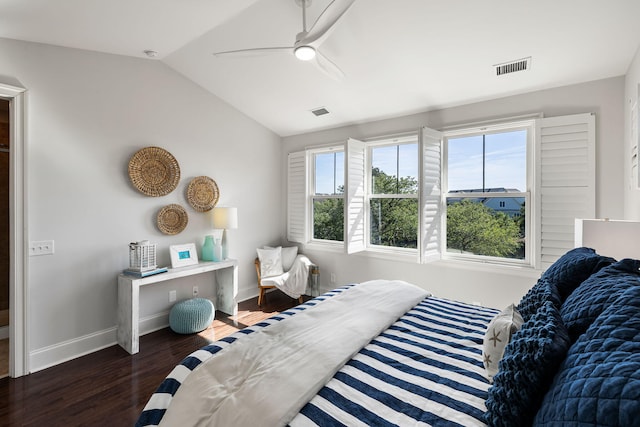 2087 Sterling Marsh Ln, Seabrook Island, SC 29455 - bedroom featuring wood finished floors, vaulted ceiling, baseboards, and a ceiling fan