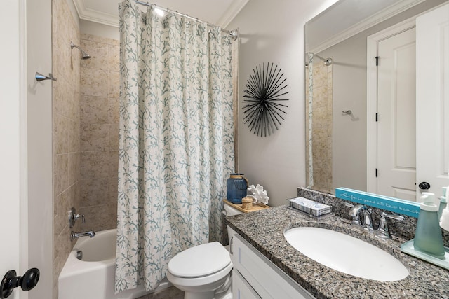 2087 Sterling Marsh Ln, Seabrook Island, SC 29455 - bathroom featuring vanity, shower / bath combo, crown molding, and toilet