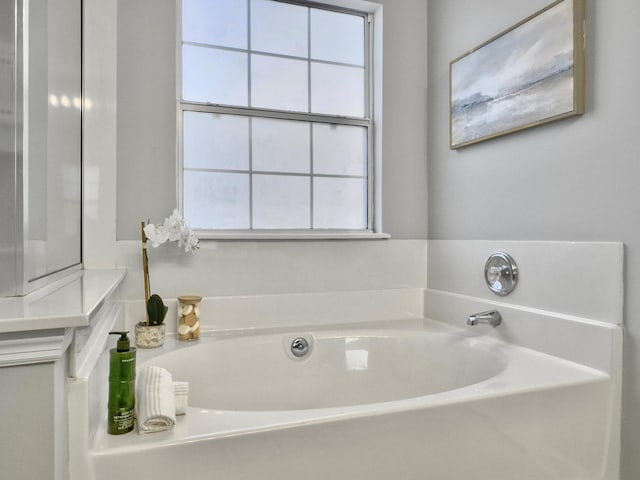 bathroom with a bathing tub and a wealth of natural light