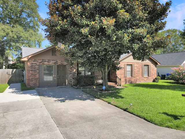 ranch-style house with a front lawn