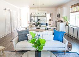 living room with hardwood / wood-style floors