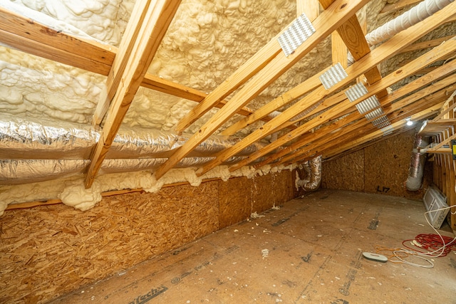 view of unfinished attic