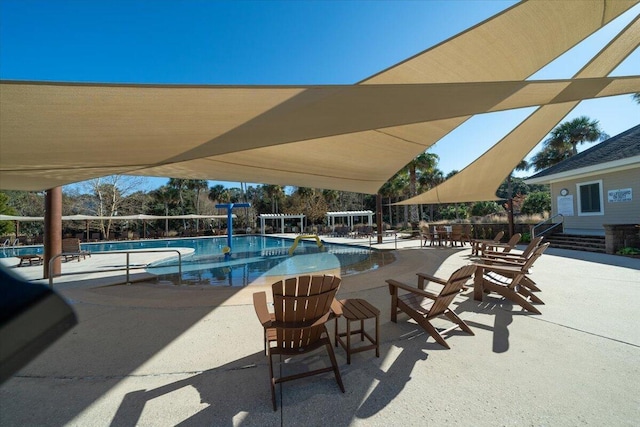 community pool with a patio