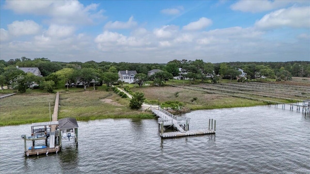 dock area featuring a water view