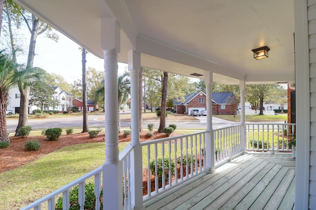 deck featuring covered porch