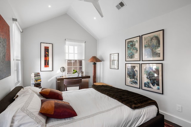 bedroom with vaulted ceiling