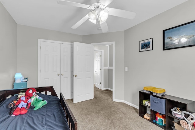 125 Towering Pine Dr, Ladson, SC 29456 - carpeted bedroom featuring baseboards, a closet, and ceiling fan