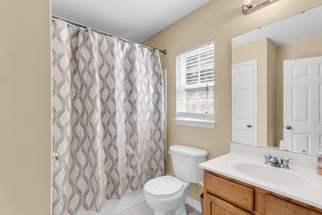 125 Towering Pine Dr, Ladson, SC 29456 - bathroom with toilet, vanity, a shower with curtain, and tile patterned floors