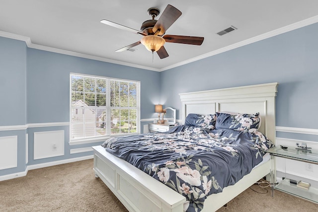 125 Towering Pine Dr, Ladson, SC 29456 - carpeted bedroom with crown molding and a ceiling fan