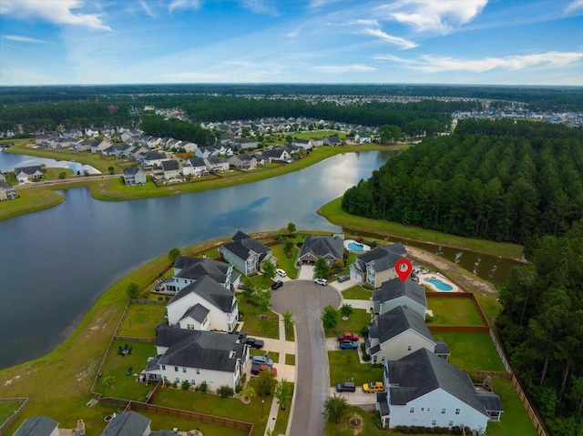 bird's eye view featuring a water view