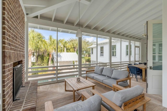 222 Haddrell St, Mount Pleasant, SC 29464 - sunroom / solarium featuring an outdoor living space with a fireplace