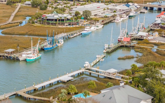 222 Haddrell St, Mount Pleasant, SC 29464 - drone / aerial view of a nearby body of water and a marina
