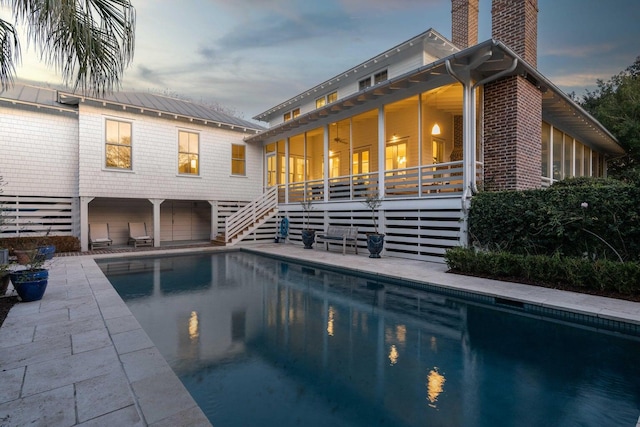 222 Haddrell St, Mount Pleasant, SC 29464 - outdoor pool featuring a sunroom and stairs