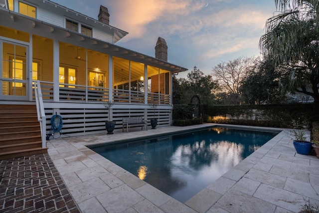 222 Haddrell St, Mount Pleasant, SC 29464 - pool at dusk featuring a patio