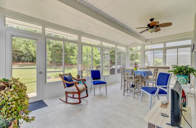 5078 Song Sparrow Way, Summerville, SC 29483 - sunroom / solarium with plenty of natural light, a ceiling fan, and outdoor dining space