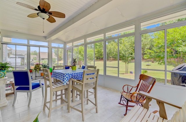 5078 Song Sparrow Way, Summerville, SC 29483 - sunroom with healthy amount of natural light, a ceiling fan, and outdoor dining space
