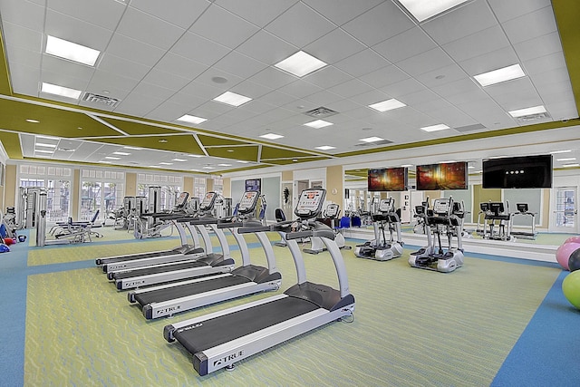 5078 Song Sparrow Way, Summerville, SC 29483 - gym featuring a paneled ceiling and carpet