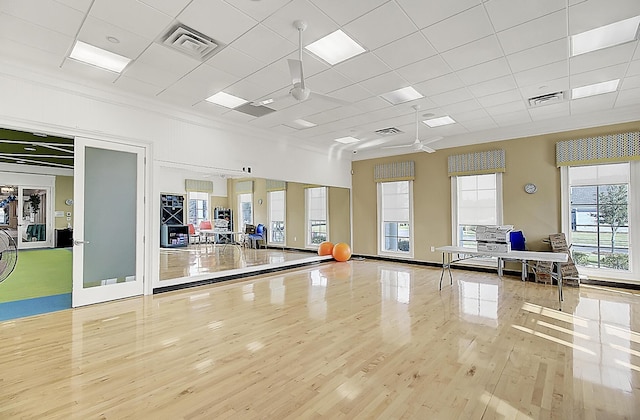 5078 Song Sparrow Way, Summerville, SC 29483 - workout room featuring wood finished floors, crown molding, and a drop ceiling