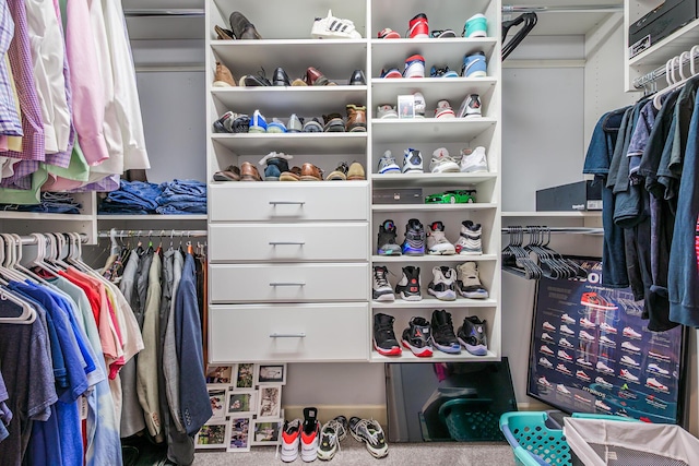 spacious closet with carpet flooring