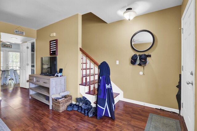 4662 Nibbs Ln, North Charleston, SC 29418 - staircase featuring wood finished floors and baseboards
