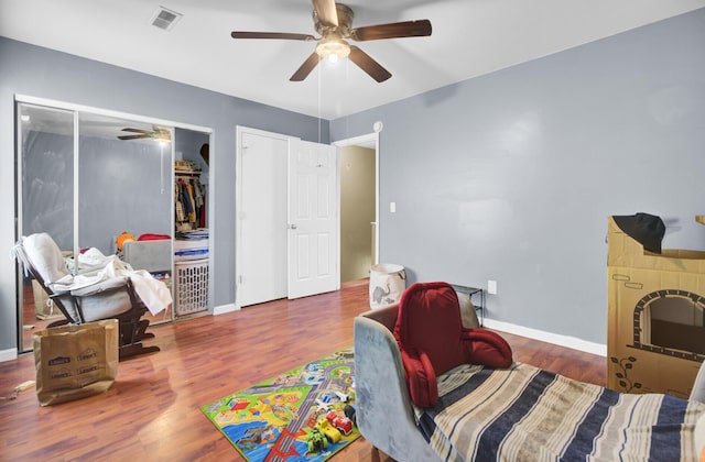4662 Nibbs Ln, North Charleston, SC 29418 - bedroom with wood finished floors, baseboards, and a ceiling fan