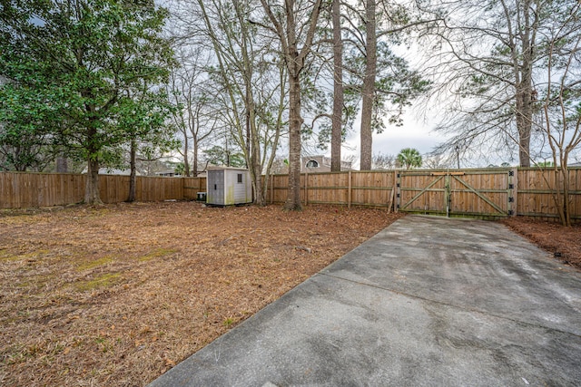 view of yard with a shed