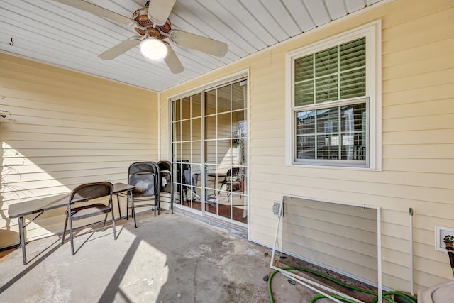 view of patio with ceiling fan