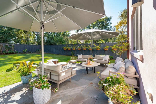 view of patio / terrace featuring an outdoor hangout area