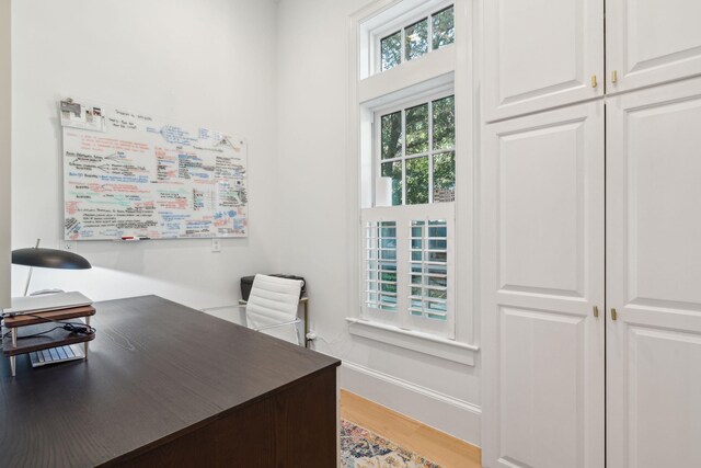 office area featuring light wood-type flooring