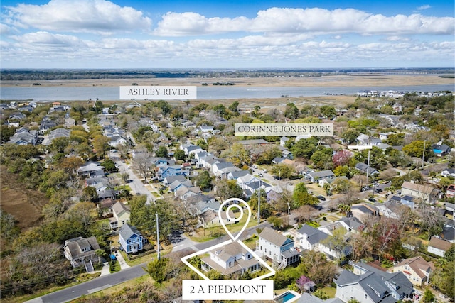 birds eye view of property with a residential view