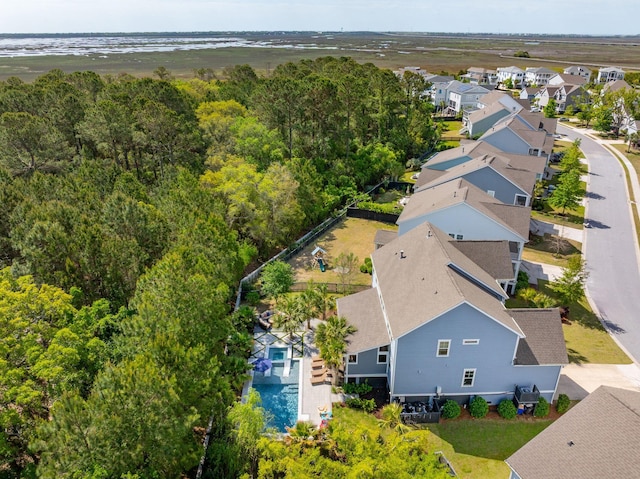 birds eye view of property with a residential view
