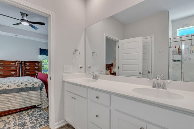 516 Yellow Leaf Ln, Summerville, SC 29486 - bathroom featuring double vanity, connected bathroom, a stall shower, and a sink