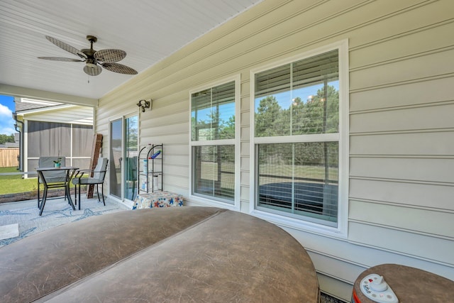 view of patio with ceiling fan