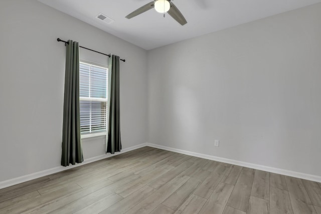 516 Yellow Leaf Ln, Summerville, SC 29486 - unfurnished room featuring baseboards, light wood-style floors, visible vents, and ceiling fan
