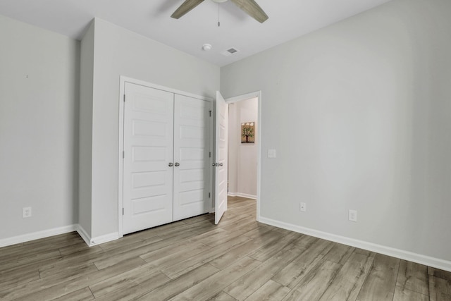 516 Yellow Leaf Ln, Summerville, SC 29486 - unfurnished bedroom featuring a closet, visible vents, baseboards, and light wood-style floors