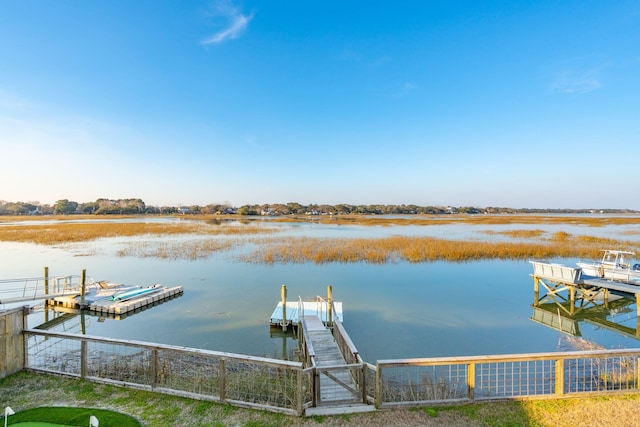 view of dock featuring a water view