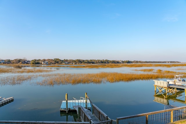 view of dock featuring a water view